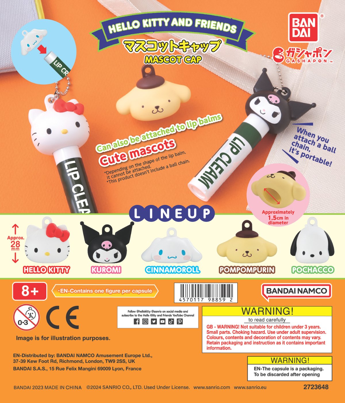 Bandai Gashapon - Sanrio Characters Mascot Cap Pastel Color Ver. (Model D Pom Pom Purin)