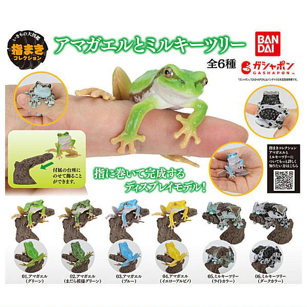 Ikimono Encyclopedia Yubimaki collection Tree Frog and Milky Tree [3.Blue (tree frog)]
