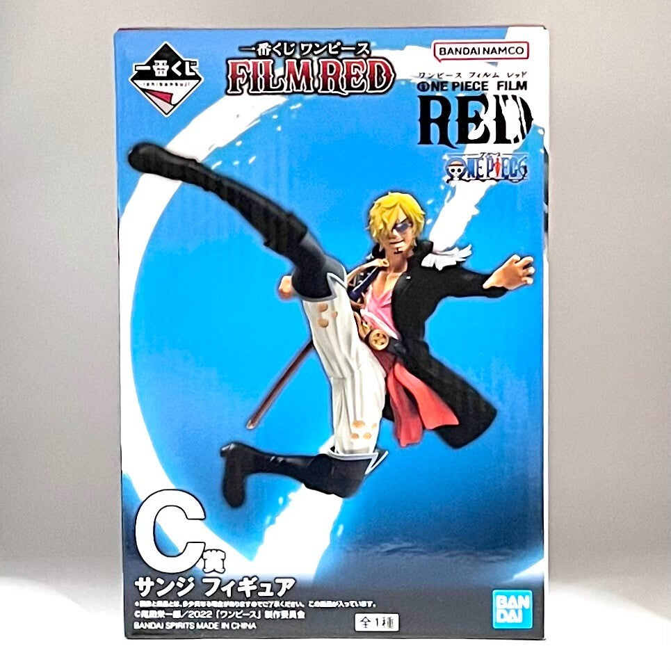 One Piece Film Red C Prize Sanji figure box showing a high kicking pose