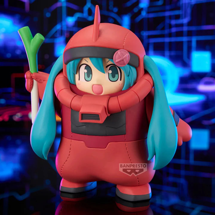 BANPRESTO GUNDAM 45TH  × HATSUNE MIKU FIGURE - CHAR ZAKU COSTUME HATSUNE MIKU VER. 15cm