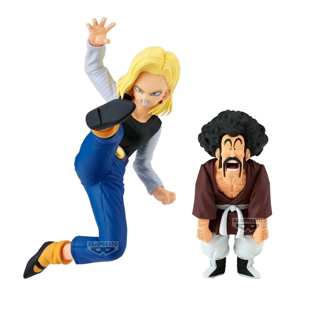 BANPRESTO Dragon Ball Z Match Makers Mighty Mask & Android 18 & Mr. Satan figure 13cm & 11-8cm Set of 2)