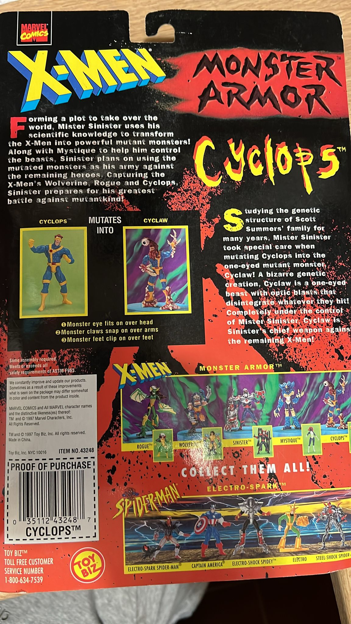 Cyclops - Classic 1997 Marvel X-Men Monster Armor Action Figure - Toy Biz
