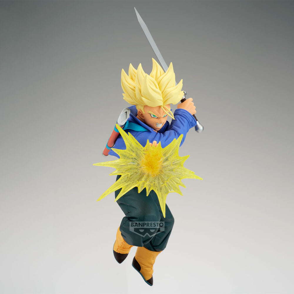 Banpresto Dragon Ball Z Trunks GxMateria Figure – front view with yellow energy effect